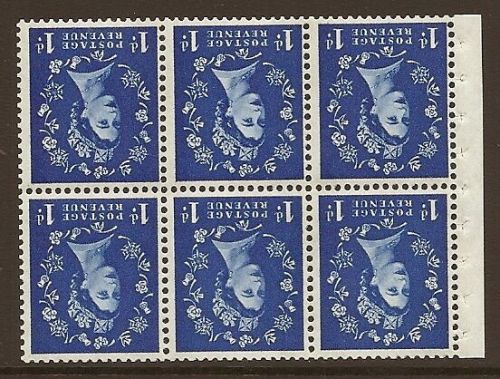 SB49a 1d Wilding booklet pane Violet 8mm perf type I UNMOUNTED MNT MNH