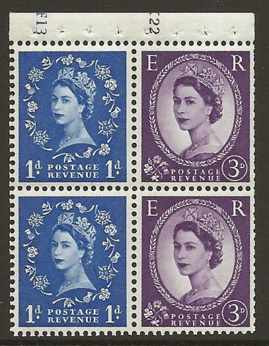 SB50 Wilding booklet pane Crown Left Cyl F13K22 perf type I UNMOUNTED MNT MNH
