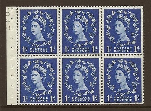 SB54 Wilding booklet pane 9.5mm phos perf I UNMOUNTED MNT