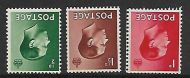 Sg 457wi - 459wi Edward VIII Wmk Inverted Set of 3 stamps UNMOUNTED MINT/MNH