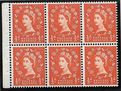 SB4 ½d x 6 Wilding booklet pane perf type Ie Top UNMOUNTED MNT MNH