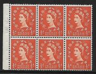 SB4 ½d x 6 Wilding booklet pane perf type Ie Bottom UNMOUNTED MNT MNH