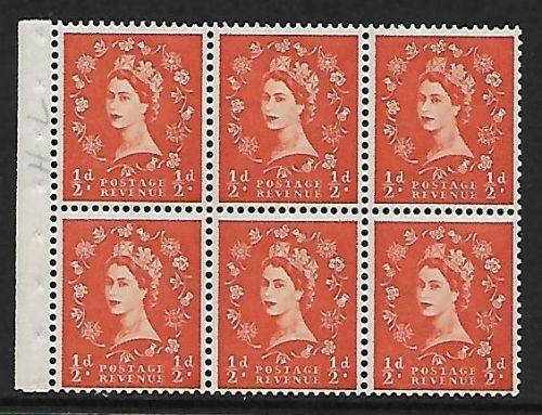 SB4 ½d x 6 Wilding booklet pane perf type Ie Bottom UNMOUNTED MNT MNH