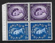SB55 Wilding booklet pane 9.5mm Phos S W left perf type I(½v) UNMOUNTED MNT MNH
