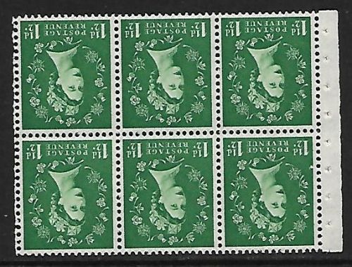 SB59a Wilding booklet pane Tudor perf type I UNMOUNTED MNT MNH