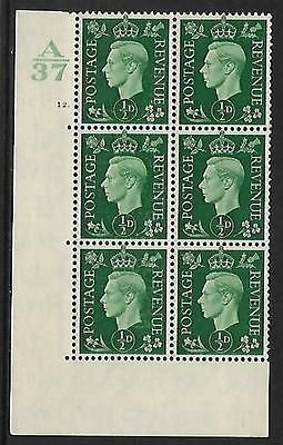 Sg 462 ½d Green Dark colours A37 12 Dot Perf 5(E I) block 6 UNMOUNTED MINT