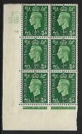Sg 462 ½d Green Dark colours F39 108 No Dot Perf 5(E I) block 6 UNMOUNTED MINT