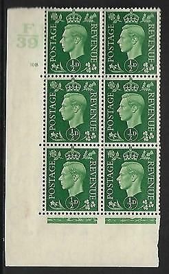 Sg 462 ½d Green Dark colours F39 108 No Dot Perf 5(E I) block 6 UNMOUNTED MINT