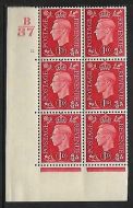 1937 1d Red Dark colours B37 11 No Dot perf 5(E I) block 6 UNMOUNTED MINT
