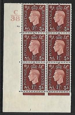 1937 1½d Brown Dark colours C38 70 No Dot perf 5(E/I) block 6 UNMOUNTED MINT