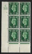 Sg 462 ½d Green Dark colours C38 43 Dot Perf 5(E I) block 6 UNMOUNTED MINT