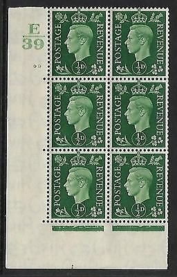 Sg 462 ½d Green Dark colours E39 99 No Dot Perf 5(E I) block 6 UNMOUNTED MINT