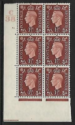 1937 1½d Brown Dark colours C38 70 Dot perf 5(E I) block 6 UNMOUNTED MINT MNH