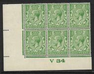 ½d Green Block Cypher Control V34 imperf UNMOUNTED MINT MNH