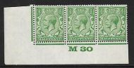 ½d Green Block Cypher Control M30 imperf UNMOUNTED MINT MNH