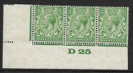 ½d Green Block Cypher Control D25 imperf UNMOUNTED MINT