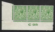 ½d Green Block Cypher Control C25 imperf UNMOUNTED MINT