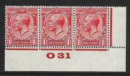 1d Scarlet Block Cypher Control O31 imperf MOUNTED MINT margin only