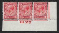 1d Scarlet Block Cypher Control H27 imperf UNMOUNTED MINT