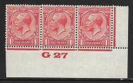 1d Scarlet Block Cypher Control G27 imperf UNMOUNTED MINT