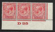 1d Scarlet Block Cypher Control D25 imperf very lightly MOUNTED MINT