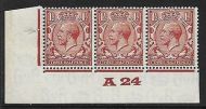 1½d Brown Block Cypher Control A24 imperf UNMOUNTED MINT MNH