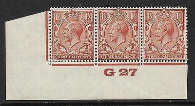 1½d Brown Block Cypher Control G27 imperf UNMOUNTED MINT MNH