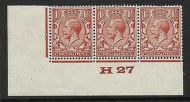 1½d Brown Block Cypher Control H27 imperf UNMOUNTED MINT MNH
