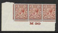 1½d Brown Block Cypher Control M30 imperf UNMOUNTED MINT MM in margin only