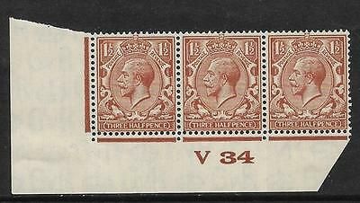 1½d Brown Block Cypher Control V34 streaky gum imperf MOUNTED MINT in margin