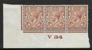 1½d Brown Block Cypher Control V34 streaky gum imperf UNMOUNTED MINT MNH