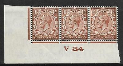 1½d Brown Block Cypher Control V34 streaky gum imperf UNMOUNTED MINT MNH