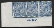 N37(3) 2½d Bright Blue Block Cypher Control H27 imperf MOUNTED MINT