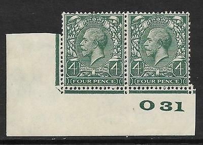 4d Green Block Cypher Control O31 imperf MOUNTED MINT in margin only