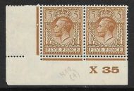 Spec N40(4) 5d B.Ochre Brown Block Cypher Control X35 imperf MOUNTED MINT margin