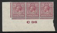 6d Purple Ord Block Cypher Control C38 imperf UNMOUNTED MINT