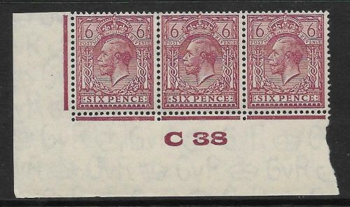 6d Purple Ord Block Cypher Control C38 imperf UNMOUNTED MINT