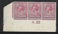 6d Purple Ord Block Cypher Control S Dot 33 imperf MOUNTED MINT in margin only