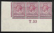 6d Purple Ord Block Cypher Control T Dot 33 imperf MOUNTED MINT