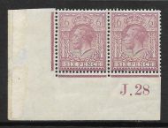 6d Purple Ord Block Cypher Control J Dot 28 imperf UNMOUNTED MINT
