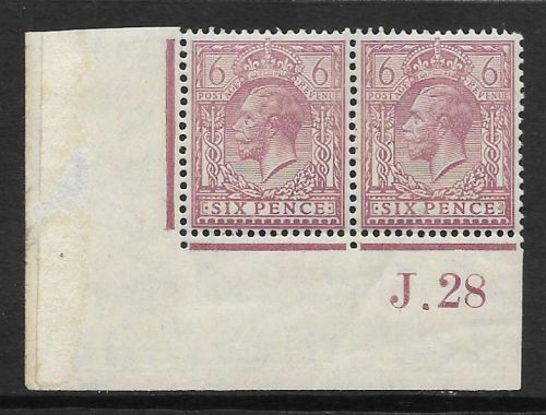 6d Purple Ord Block Cypher Control J Dot 28 imperf UNMOUNTED MINT