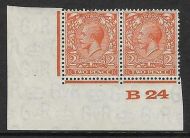 2d Orange Block Cypher Control B24 imperf UNMOUNTED MINT MNH