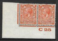 2d Orange Block Cypher Control C25 imperf UNMOUNTED MINT MNH