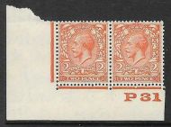 2d Orange Block Cypher Control P31 imperf MOUNTED MINT in margin only