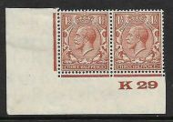 1½d Brown Block Cypher Control K29 imperf UNMOUNTED MINT