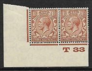 1½d Brown Block Cypher Control T33 imperf UNMOUNTED MINT/MNH