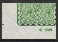 ½d Green Block Cypher Control C25 imperf UNMOUNTED MINT