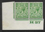 ½d Green Block Cypher Control H27 imperf UNMOUNTED MINT/MNH