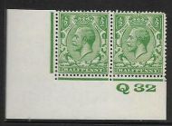 ½d Green Block Cypher Control Q32 imperf UNMOUNTED MINT