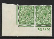 ½d Green Block Cypher Control Q32 imperf UNMOUNTED MINT/MNH